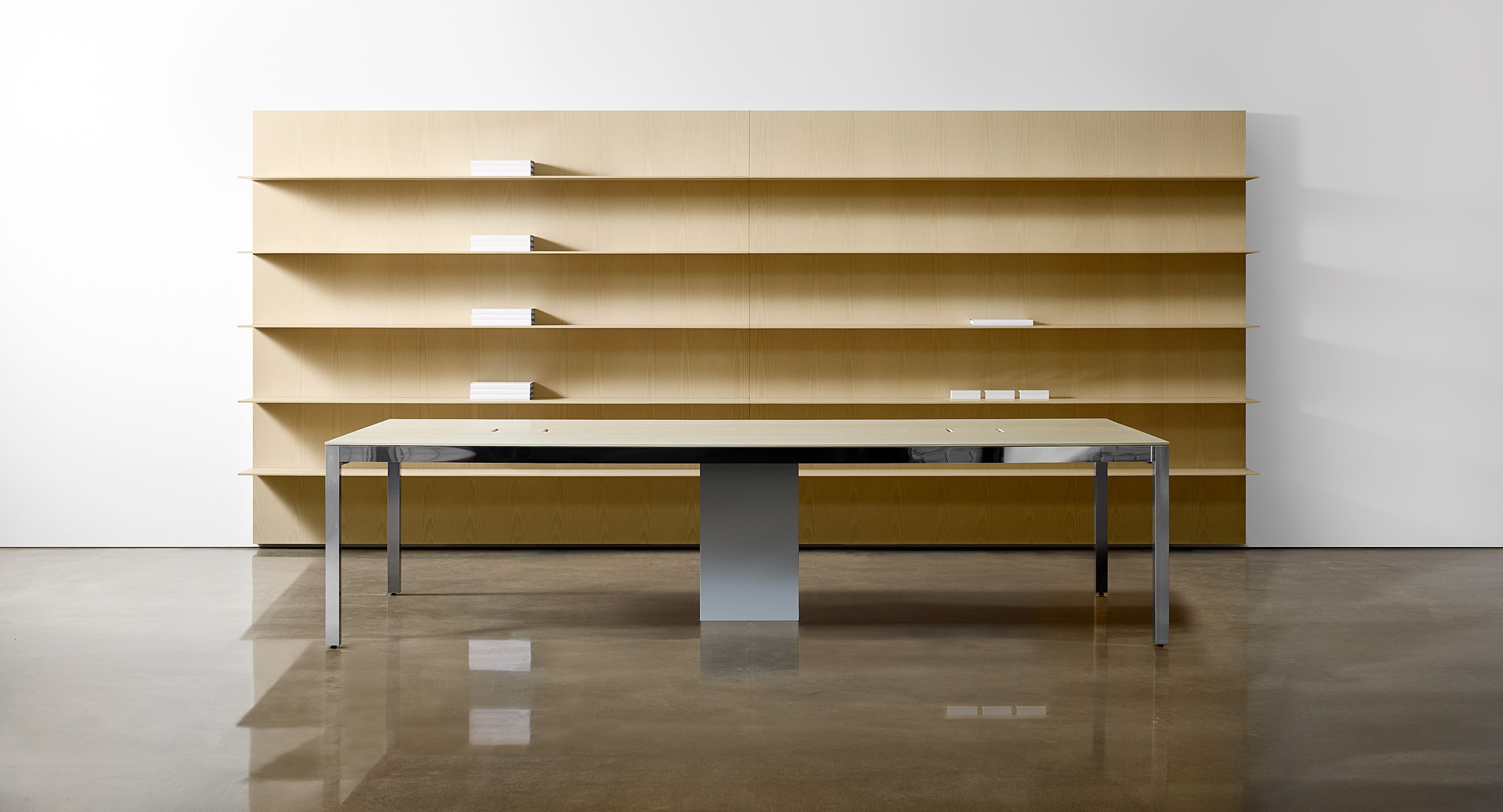 Our patented Lex shelving system perfectly complements Lex conference tables.