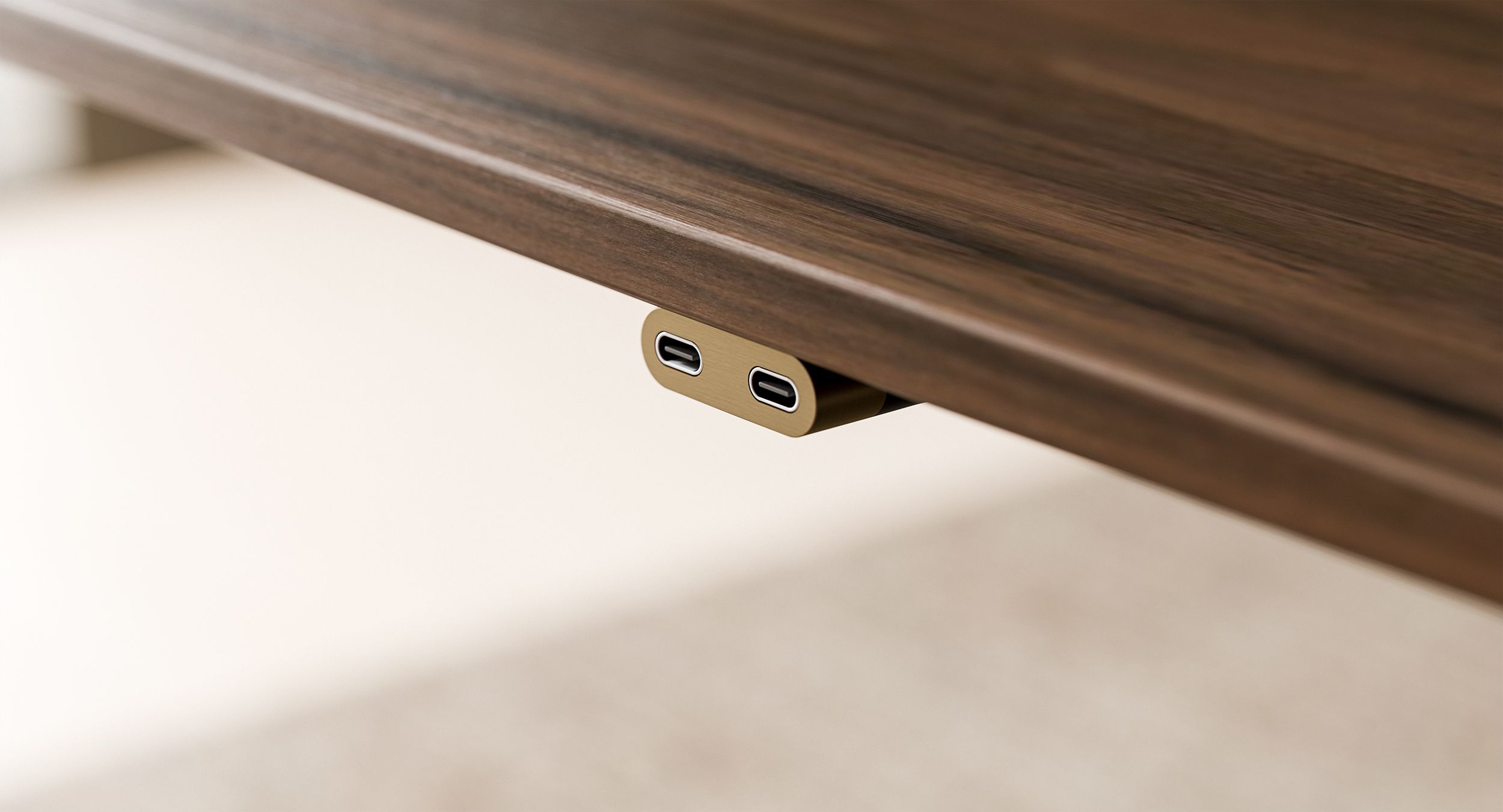 Dual USB-C and USB-C-HDMI perimeter power is offered in a variety of luxurious brushed metal finishes.